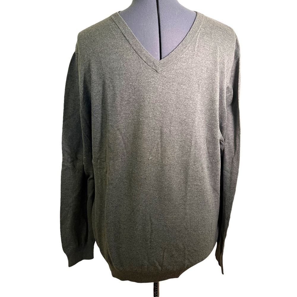 Old Navy Men's Size XL V-Neck Sweater Dark Heather Gray Long Sleeve Cotton Blend